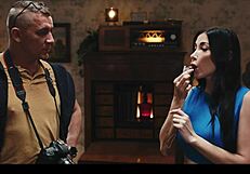 french brunette's huge fake boobs get nipples sucked frozen