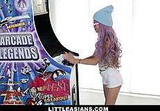Vina Sky Arcade Gamer Teen Takes Huge Cock