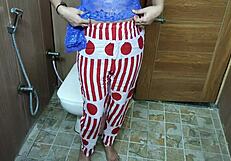 hindi stepmom catches teen stepson peeking and begs him to fuck her big tits