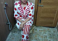 hindi stepmom catches teen stepson peeking and begs him to fuck her big tits