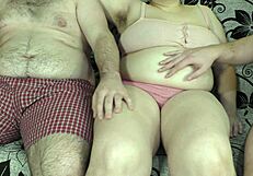 Cuckold husband watches pervert friends bareback breed fat wife creampie dump