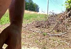 clitlicker662 flashes hairy pussy outdoors in forest voyeur update
