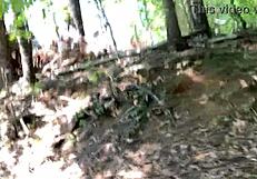 clitlicker662 flashes hairy pussy outdoors in forest voyeur update