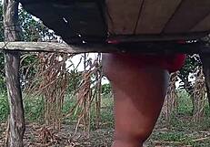 Hot Stepmom Flashes Pussy in Public Park While Cuckold Films Everything!