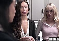 lesbian coworkers pound big ass boss while licking juicy pussies hardcore