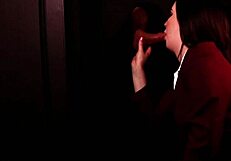 Student Deepthroats Gloryhole Cock Swallows Cum Facial Lingerie Uniform First Time