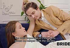 Kinky Russian Bride Fucks Old Men at Wedding in Cuckold 4some