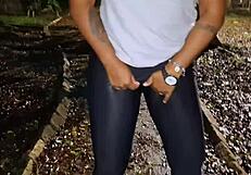 A safada drags me to city square naked for public cum in mouth quickie