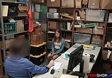 teen shoplifter bends over for guard's cock instead of jail