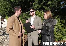 Sealing Deal with ALEXIS CRYSTAL Petite Threesome Blowjob Ride