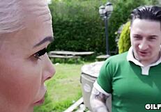 Grandma Francesca Kitten's wild granny blowjob and cumshot frenzy!!