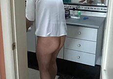 stepmom's hairy pussy milks three huge loads from stepson while husband watches clueless