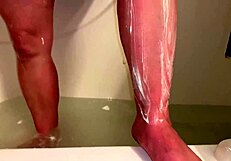 check out this sexy bbw shaving her legs pussy and ass