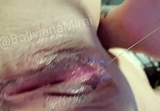 Latina Babe Fingers Pussy to Massive Squirting Orgasm Soaking Bed