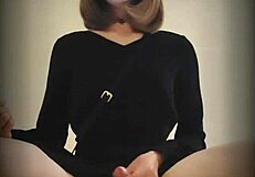 chinese ladyboy shoots hot cumshot outdoors in public spot