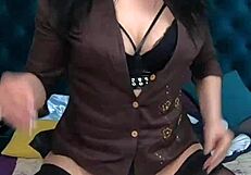 too many clothes hiding latina milf's homemade big boobs tonight