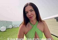 French Brunette Fucks Pussy With Bottle Then Gulps Huge Cock Cum