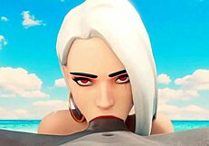 ashe drops to her knees and sucks my cock deep in 3d glory