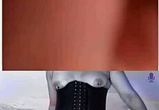 you and me forever in corset heels with shaved pussy toy play