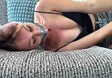 Dude this cute bound blonde indian college teen teased moaning on countertop