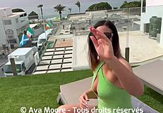 French Brunette Fucks Pussy With Bottle Then Gulps Huge Cock Cum