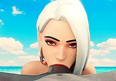 ashe drops to her knees and sucks my cock deep in 3d glory