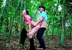 Met a naughty country girl on the street and took her to the woods for fun