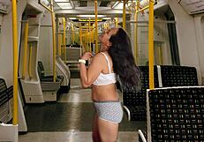 Stripping on metro turns me on so much masturbating with agarabas toy close up pussy tease