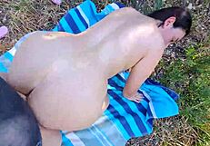 outdoor camper bent over for huge creampie in public forest