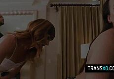 Kasey Kei and Kalli Grace Choke Gag Deepthroat in Bareback Shemale 3some