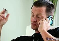 old perv dupes cute blonde babe into massage then unloads cum on big tits 💦🍆