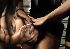 shemale strokes her throbbing cock in hardcore solo blowjob tease