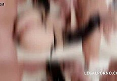 kira thorn gets rough double anal penetration and gaping in 5on1 lingerie gangbang