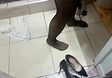 White milf slips into yellow satin nightie for doggy pov pounding