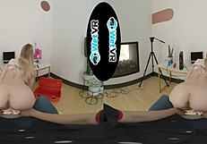 Blonde teen takes big cock missionary doggystyle creampie riding