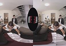 brunette shaves pussy for taboo hardcore handjob blowjob session