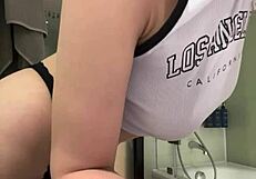 Young amateur squirts from extreme wet pussy fingering in hotel room orgasm webcam closeup.