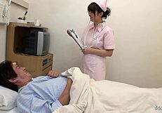 Japanese nurse teases patients with deepthroat blowjob tittyfuck cumshot facial hospital roleplay.