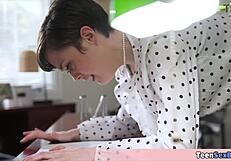 Petite Tomboi Secretary's Tiny Tits Bounce in Quickie Office Fuck