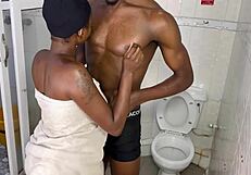 horny latina's fat ass fucked doggystyle bent over by boyfriend's best friend in bathroom