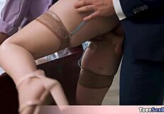 Petite Tomboi Secretary's Tiny Tits Bounce in Quickie Office Fuck