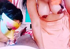 my dirty indian aunt and wife give husband dual blowjob with hardcore fucking