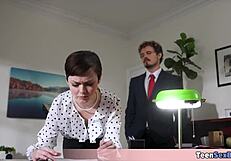 Petite Tomboi Secretary's Tiny Tits Bounce in Quickie Office Fuck