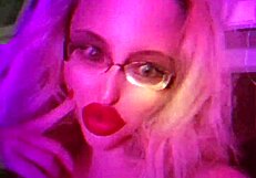 Blonde findom goaldigger sings in glasses and heels