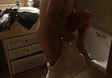 girlfriend orders anal fuck on mature mommy in bathtub alone