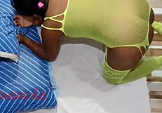 Curvy Black Babe Moans on Thick Cock Dripping Cum