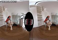 Brunette's shaved ass pussy takes brutal anal on pov!