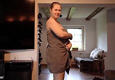 bbw blonde neighbor rides cowgirl to creampie