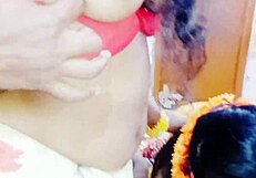 my dirty indian aunt and wife give husband dual blowjob with hardcore fucking