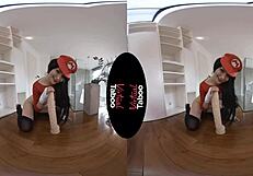 Brunette's shaved ass pussy takes brutal anal on pov!